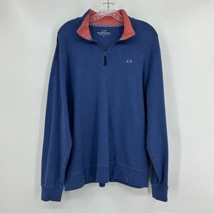 Vineyard Vines Sweater Tiller Heather 1/4-Zip Sweatshirt Blue Size L